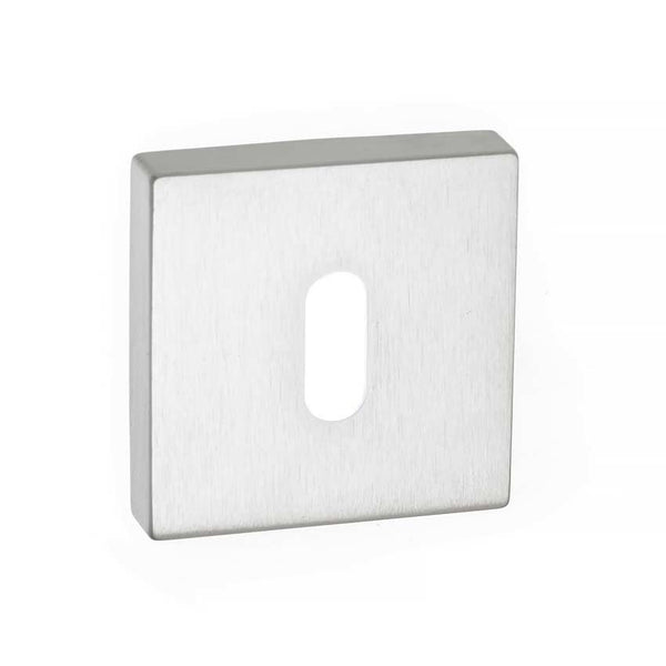 Atlantic Forme Key Escutcheon on Minimal Square Rose - Satin Chrome - FMSKSC - Choice Handles