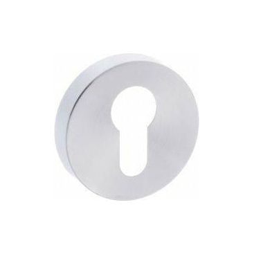 Atlantic Forme Euro Escutcheon on Minimal Round Rose - Satin Chrome - FMRESC - Choice Handles