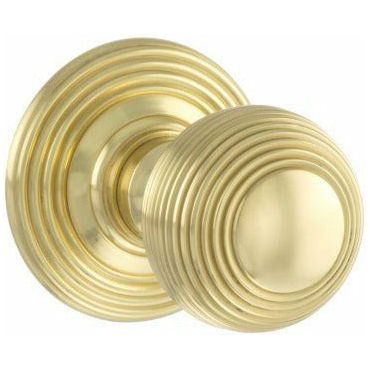 Atlantic Old English Ripon Solid Brass Reeded Mortice Knob on Concealed Fix Rose - Polished Brass - OE50RMKPB - Choice Handles