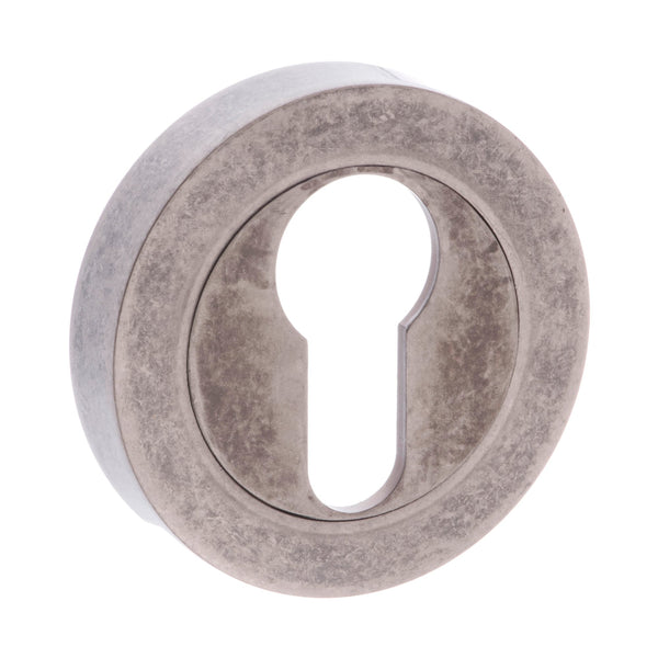 Atlantic Old English Euro Escutcheon - Distressed Silver - OEESCEDS - Choice Handles