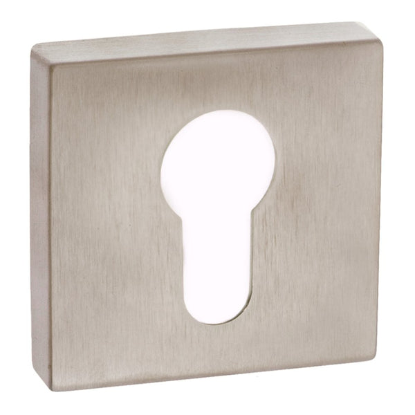 Atlantic Forme Euro Escutcheon on Minimal Square Rose - Satin Nickel - FMSESN - Choice Handles