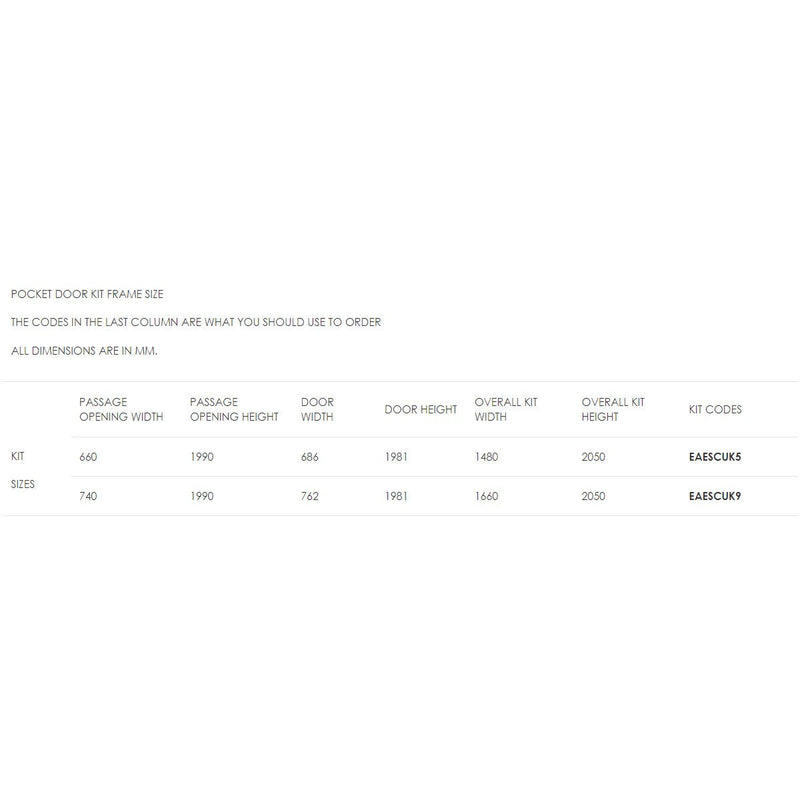 Ermetika Absolute EvoKit Single Framless Pocket Door System 762x1981mm - WT 100mm - EAESCUK9 - Choice Handles