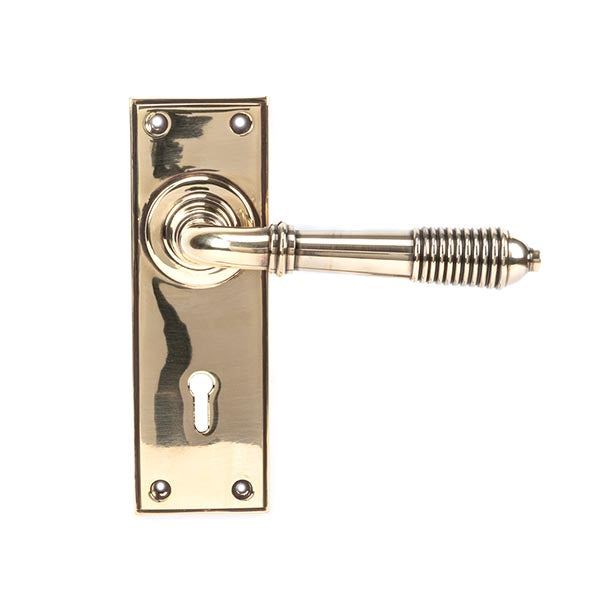 From The Anvil - Reeded Lever Lock Set - Aged Brass - 33040 - Choice Handles