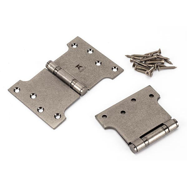 From The Anvil - 4" x 4" x 6" Parliament Hinge (pair) ss - Pewter Patina - 33048 - Choice Handles