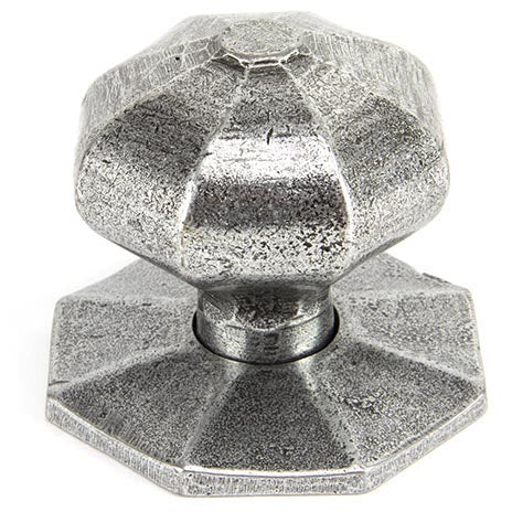 From The Anvil - Pewter Large Octagonal Mortice/Rim Knob Set - Pewter Patina - 33066 - Choice Handles