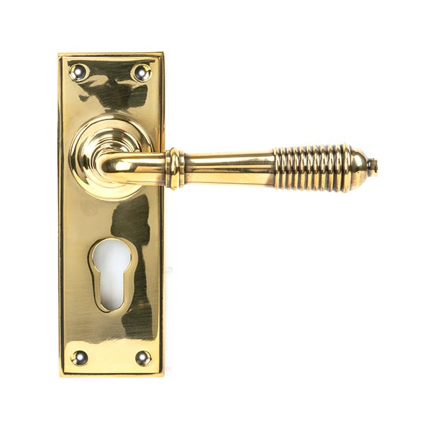 From The Anvil - Reeded Lever Euro Lock Set - Aged Brass - 33085 - Choice Handles