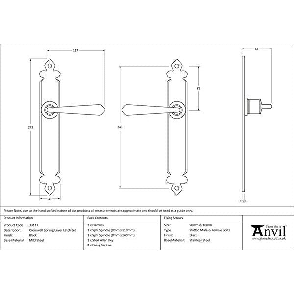 From The Anvil - Cromwell Lever Latch Set - Black - 33117 - Choice Handles