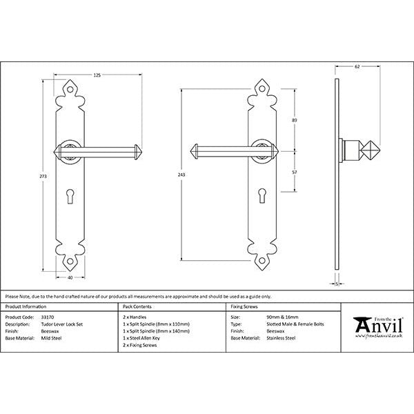 From The Anvil - Tudor Lever Lock Set - Beeswax - 33170 - Choice Handles