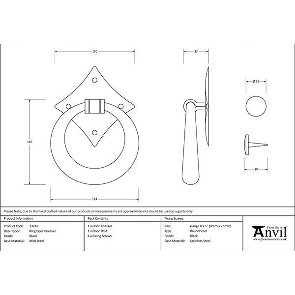 From The Anvil - Ring Door Knocker - Black - 33245 - Choice Handles