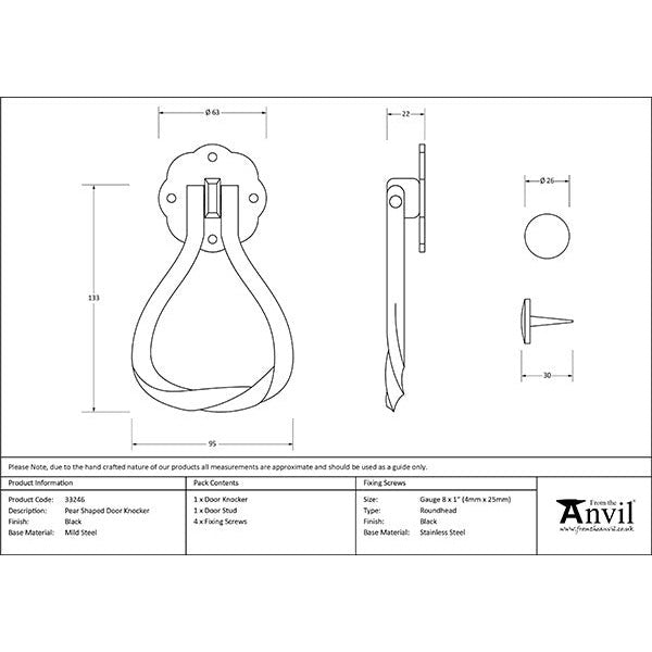 From The Anvil - Pear Shaped Door Knocker - Black - 33246 - Choice Handles