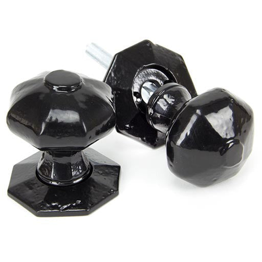 From The Anvil - Octagonal Mortice/Rim Knob Set - Black - 33250 - Choice Handles