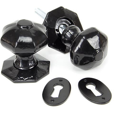 From The Anvil - Octagonal Mortice/Rim Knob Set - Black - 33250 - Choice Handles