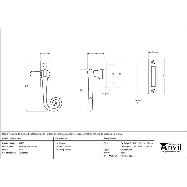 From The Anvil - Monkeytail Fastener - Black - 33280 - Choice Handles