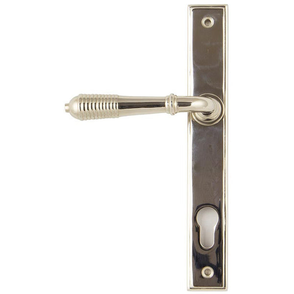 From The Anvil - Reeded Slimline Lever Espag. Lock Set - Polished Nickel - 33316 - Choice Handles