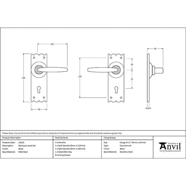 From The Anvil - Oak Lever Lock Set - Black - 33319 - Choice Handles