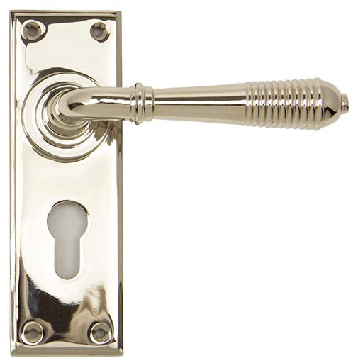 From The Anvil - Reeded Lever Euro Lock Set - Polished Nickel - 33327 - Choice Handles