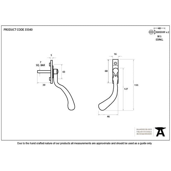 From The Anvil - Large 16mm Peardrop Espag - LH - Black - 33340 - Choice Handles