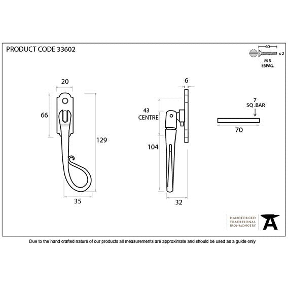 From The Anvil - Shepherd's Crook Espag - RH - Pewter Patina - 33602 - Choice Handles