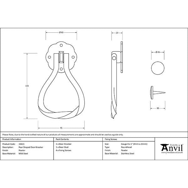 From The Anvil - Shaped Door Knocker - Pewter Patina - 33611 - Choice Handles