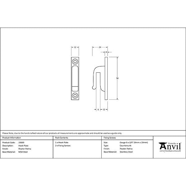 From The Anvil - Hook Plate - Pewter Patina - 33669 - Choice Handles