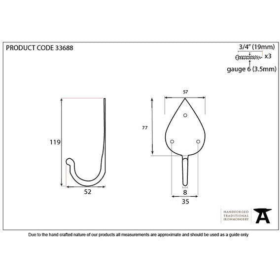 From The Anvil - Gothic Coat Hook - Pewter Patina - 33688 - Choice Handles