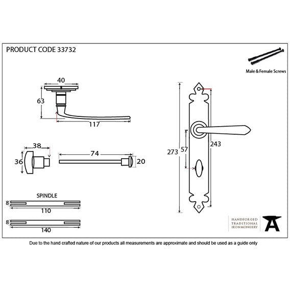 From The Anvil - Cromwell Lever Bathroom Set - Pewter Patina - 33732 - Choice Handles