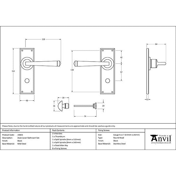 From The Anvil - Avon Lever Bathroom Set - Black - 33825 - Choice Handles