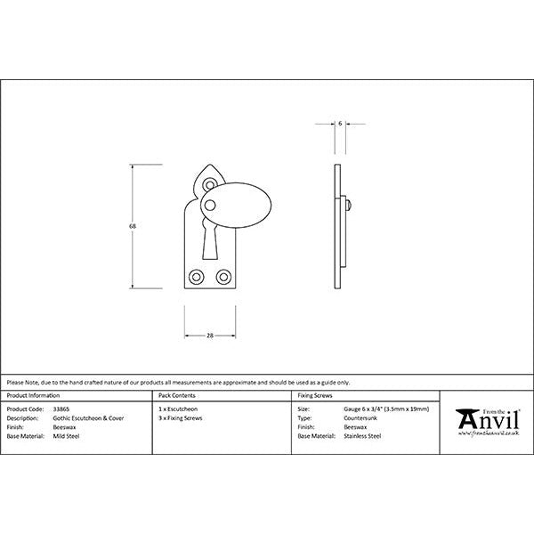 From The Anvil - Gothic Escutcheon & Cover - Beeswax - 33865 - Choice Handles