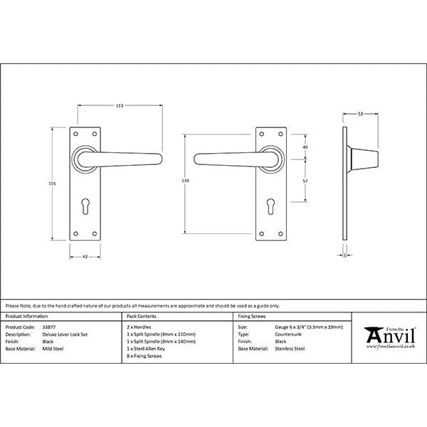 From The Anvil - Deluxe Lever Lock Set - Black - 33877 - Choice Handles