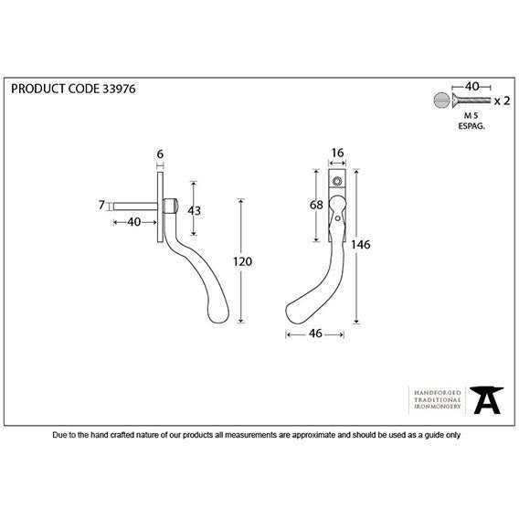 From The Anvil - 16mm Peardrop Espag - LH - Black - 33976 - Choice Handles