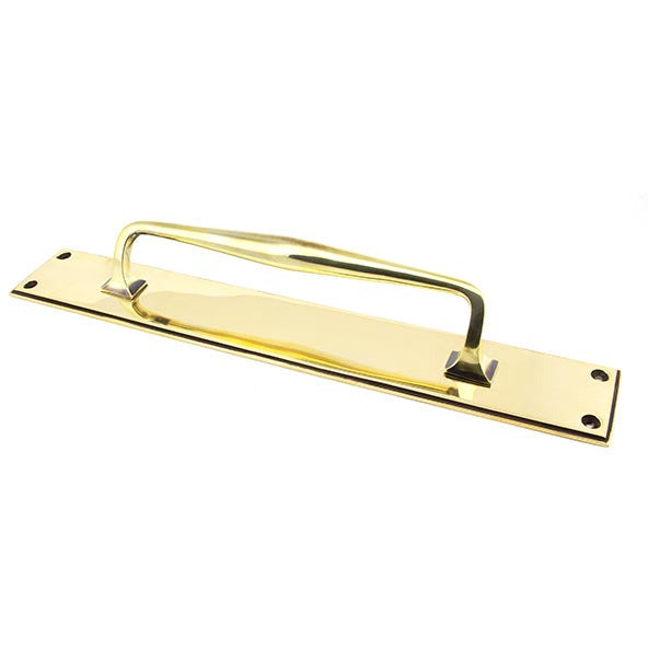 From The Anvil - 425mm Art Deco Pull Handle on Backplate - Aged Brass - 45374 - Choice Handles