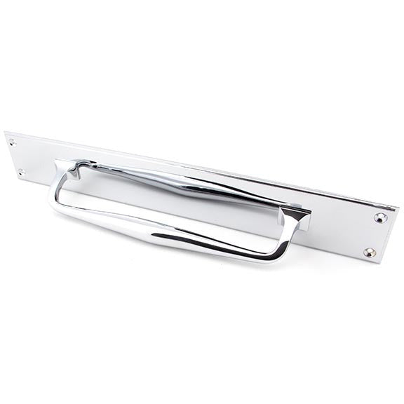 From The Anvil - 425mm Art Deco Pull Handle on Backplate - Polished Chrome - 45375 - Choice Handles