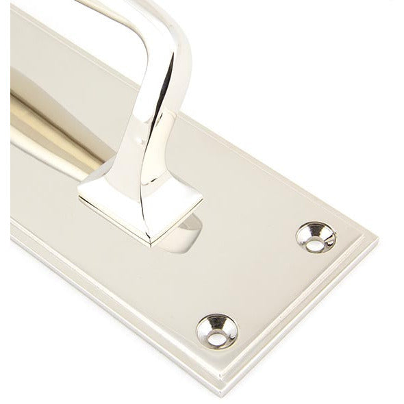 From The Anvil - 425mm Art Deco Pull Handle on Backplate - Polished Nickel - 45376 - Choice Handles