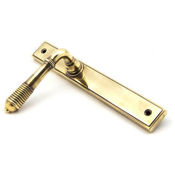 From The Anvil - Reeded Slimline Lever Latch Set - Aged Brass - 45419 - Choice Handles