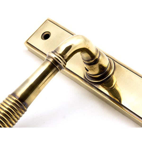 From The Anvil - Reeded Slimline Lever Latch Set - Aged Brass - 45419 - Choice Handles