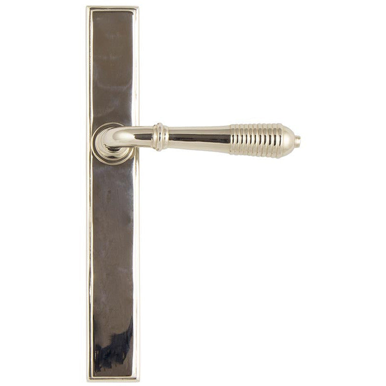 From The Anvil - Reeded Slimline Lever Latch Set - Polished Nickel - 45425 - Choice Handles