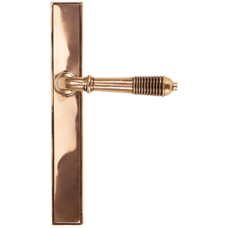 From The Anvil - Reeded Slimline Lever Latch Set - Polished Bronze - 45428 - Choice Handles