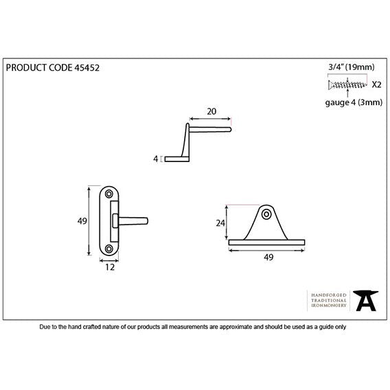 From The Anvil - Cranked Casement Stay Pin - Aged Brass - 45452 - Choice Handles