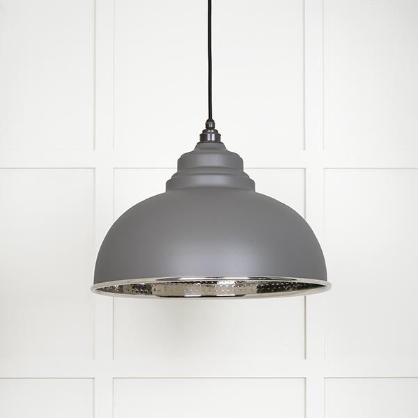 From The Anvil - Harborne Pendant in Bluff - Hammered Nickel - 45472BL - Choice Handles