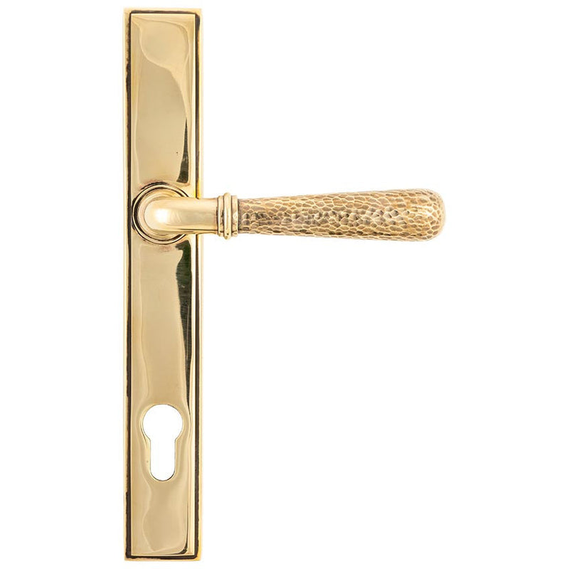 From The Anvil - Hammered Newbury Slimline Espag. Lock Set - Aged Brass - 45498 - Choice Handles