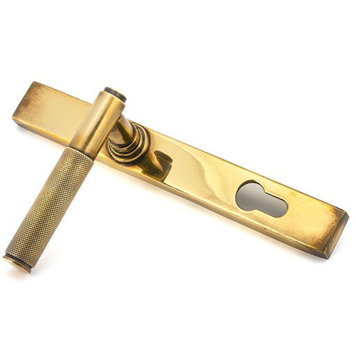 From The Anvil - Brompton Slimline Lever Espag. Lock Set - Aged Brass - 45499 - Choice Handles