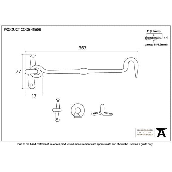 From The Anvil - 14" Forged Cabin Hook - External Beeswax - 45608 - Choice Handles