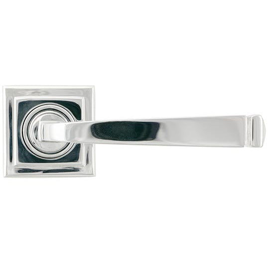 From The Anvil  - Avon Round Lever on Rose Set (Square) - Polished Chrome - 45618 - Choice Handles