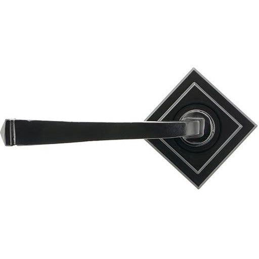 From The Anvil  - Avon Round Lever on Rose Set (Square) - Black - 45626 - Choice Handles