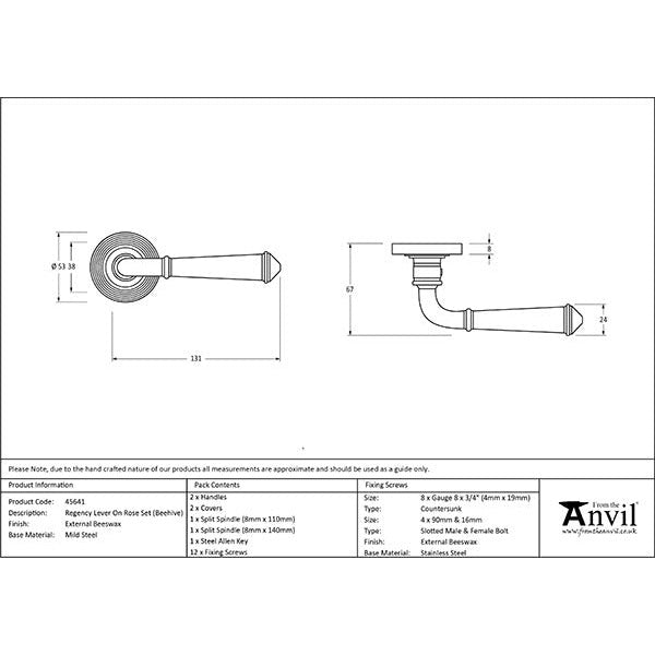 From The Anvil  - Regency Lever on Rose Set (Beehive) - External Beeswax - 45641 - Choice Handles