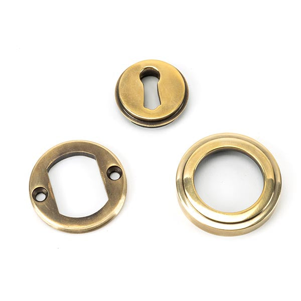 From The Anvil - Round Escutcheon (Art Deco) - Aged Brass - 45684 - Choice Handles