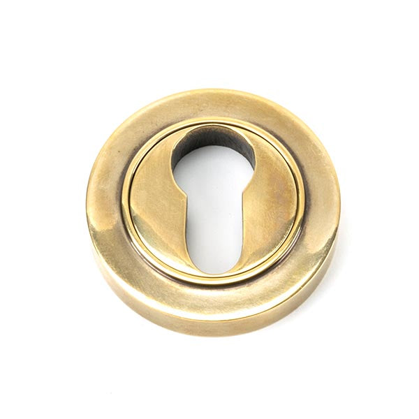 From The Anvil - Round Euro Escutcheon (Plain) - Aged Brass - 45707 - Choice Handles