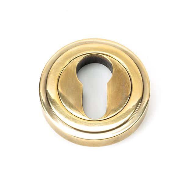 From The Anvil - Round Euro Escutcheon (Art Deco) - Aged Brass - 45708 - Choice Handles