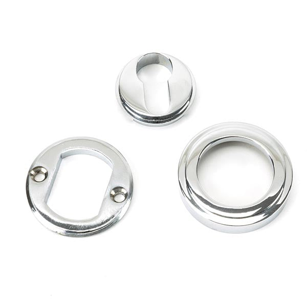 From The Anvil - Round Euro Escutcheon (Art Deco) - Polished Chrome - 45712 - Choice Handles