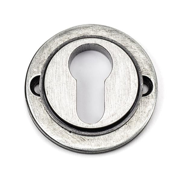 From The Anvil - Round Euro Escutcheon (Art Deco) - Pewter Patina - 45728 - Choice Handles